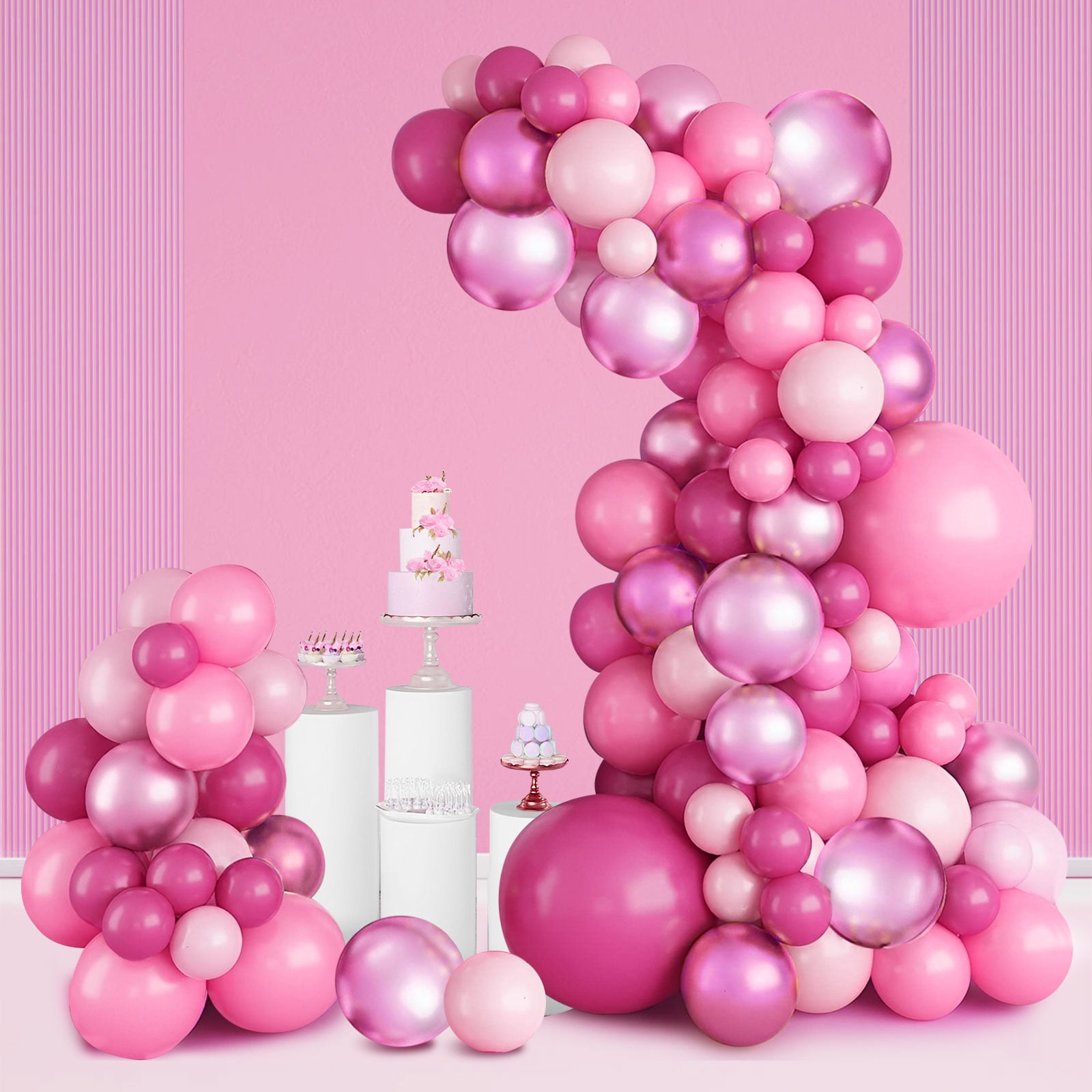 Pink Balloon Arch Garland Kit, Hot Pink Rose Balloons for Birthday ...