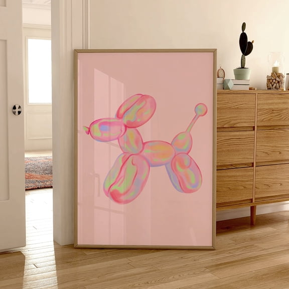 Pink Balloon Dog Disco Dorm Poster, Unframed Canvas 24x36in