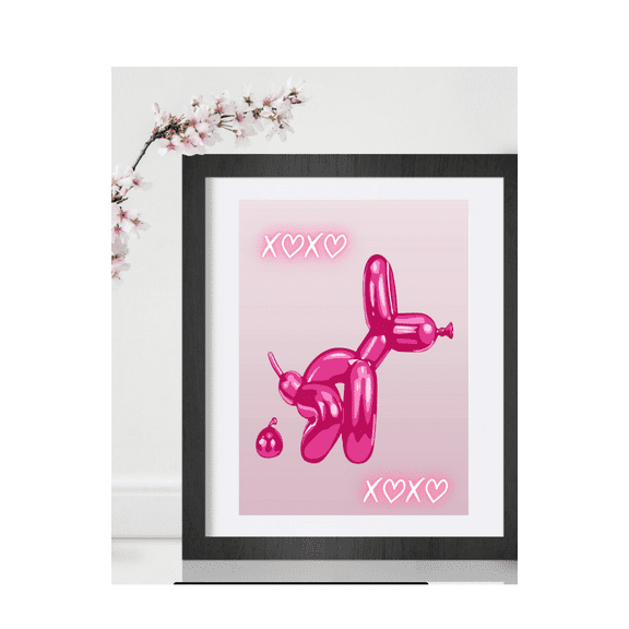 Pink Balloon Dog Pop Art 11x17 - Balloon Dog Minimalist Modern art Pop art Print - Cute Room Decor - Preppy Room Decor - Dorm Room Decor - Bathroom Decor