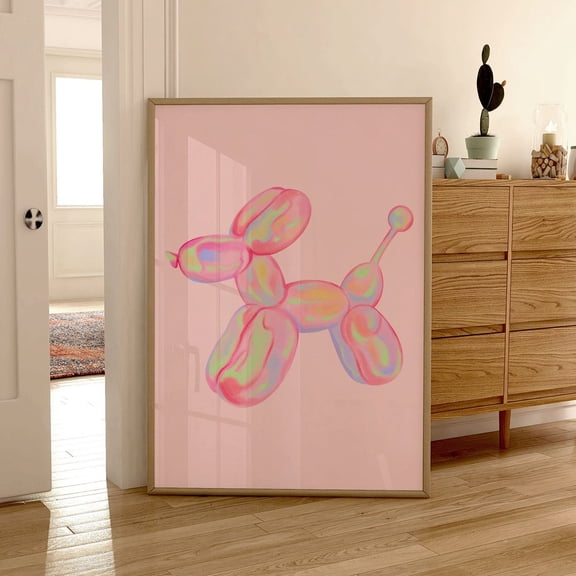 Pink Balloon Dog Wall Art, Preppy Pink Bedroom Decor, Posters For Dorm Room, Dorm Print, College Apartment Art, Trendy Disco UNFRAMED PAPER POSTER, Home Decor, Vintage Gift, Living Room Dercor