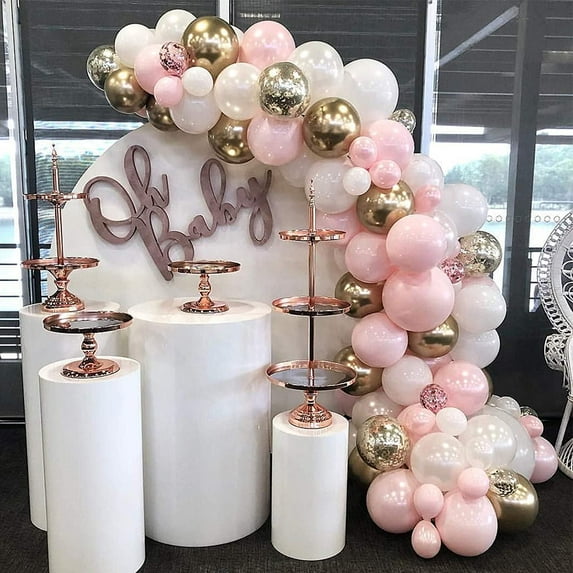 Pink Balloon Garland 120 Pcs 16 Ft Baby Pink and Gold White Party Balloons Arch Kit for Girl Baby Shower Birthday Bridal Shower Party Decoration