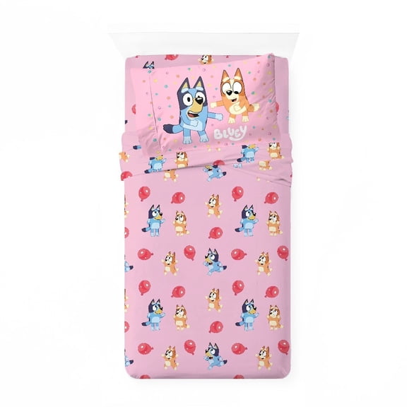 Pink Balloon Party 3 Piece Twin Bed Sheet Set for Kids