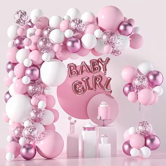 Pink Balloon Wreath Set Filled Pink Balloon Arch Different Sizes Latex Balloon Wedding Princess Birthday Party Decoration -Style 4;