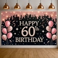 thumbnail image 1 of Pink Balloons 60th Birthday Banner Gold Glitter Happy Birthday Display Design Ribbon Decor 60th Celebration Backdrop for 60th Birthday Party Indoor Party Decoration Photo Backdrop, 1 of 9