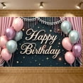 thumbnail image 1 of Pink Balloons Banner Gold Glitter Birthday Party Display Sparkling Stars Pink Curtain Party Backdrop for Birthday Party Indoor Decoration Photo Backdrop, 1 of 9