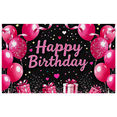 thumbnail image 1 of Pink Balloons Heart Shaped Party Backdrop Banner Happy Birthday Celebration Decorations Party Supplies Photography Props Birthday Party Decors, 1 of 7