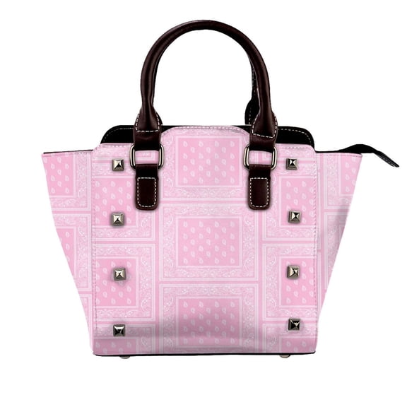Pink Bandana Rivet Fashion One-Shoulder Women's Handbag Tote Bag