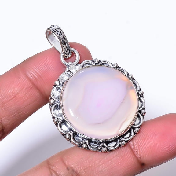 Pink Banded Agate - Botswana Handmade 925 Sterling Silver Pendant 1.95" P48