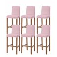 thumbnail image 1 of Pink Bar Stool Covers Set of 6, Grid Checkered Plaid Gingham Lattice Trellis Stretch Washable Bar Chair Covers with Backs, Removable Pub Counter Height Chair Cover for Kitchen Dining Room Cafe, 1 of 7