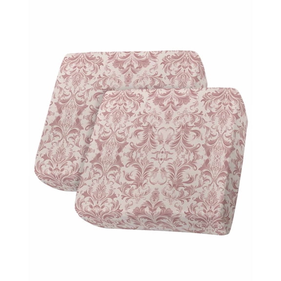 Pink Baroque Couch Cushion Covers Stretch, Washable Sofa Seat Covers Individual Seat Cushion Sofa Slipcovers Farmhouse Scroll Floral Damask Patterned Couch Cover Furniture Protector S-2PCS