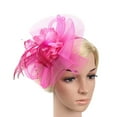 thumbnail image 1 of Wedding Guest Baseball Caps for Women Pink Fashion Mesh Hat Fascinator Penny Ribbons And Feathers Party, 1 of 2