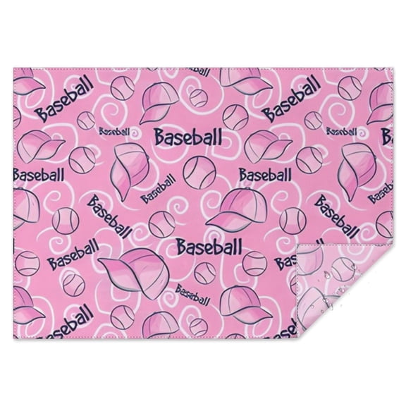 Pink Baseball Caps and Balls Pattern Rectangle Tablecloth 60"x84",Waterproof Polyester Rectangle Table Cloth, Wipeable Spillproof Polyester Tablecloth for Dining, Camping, Indoor and Outdoor