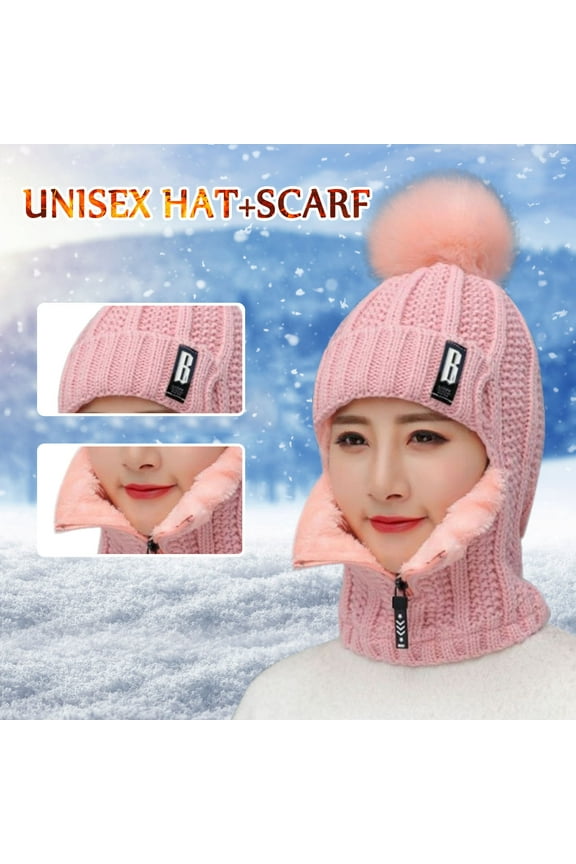 Pink Baseball Caps Womens Earmuffs Add Flocking Thermal Cycling Warm Winter Hat Knitting Scarf Hat Baseball Caps