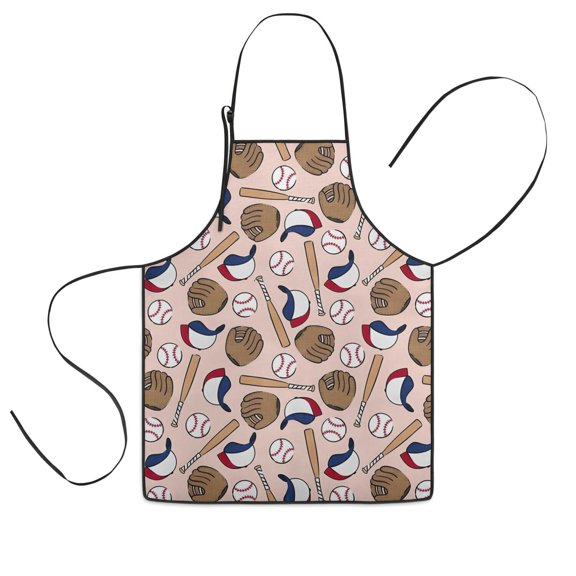 Pink Baseball Gear Pattern Kids Aprons for Girls and Boys,Adjustable Neck Strap Toddler Aprons for Kids Cooking Baking