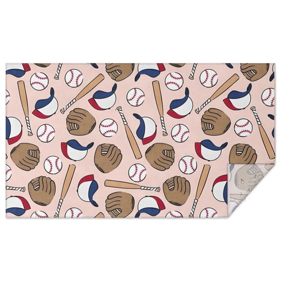 Pink Baseball Gear Pattern Rectangle Tablecloth 60"x102",Waterproof Polyester Rectangle Table Cloth, Wipeable Spillproof Polyester Tablecloth for Dining, Camping, Indoor and Outdoor