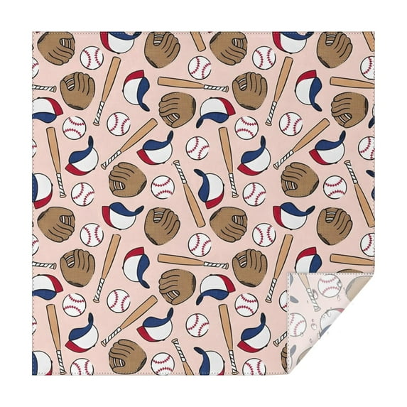 Pink Baseball Gear Pattern Square Tablecloth,Waterproof Square Table Cover,Wipeable Spillproof Washable Table Cover for Home Kitchen Party Decor 52"x52"(132x132cm)