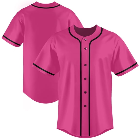Pink Baseball Jersey for Men Hip Hop Hipster Button Down Shirts Sports Uniforms