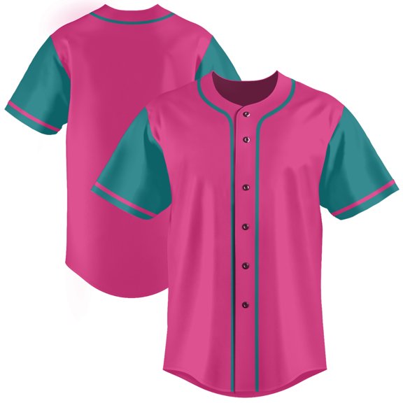 Pink Baseball Jersey for Men Hip Hop Hipster Button Down Shirts Sports Uniforms
