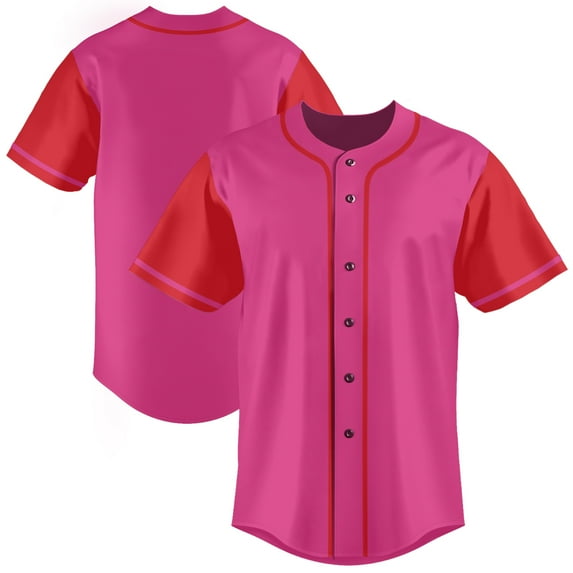 Pink Baseball Jersey for Men Hip Hop Hipster Button Down Shirts Sports Uniforms