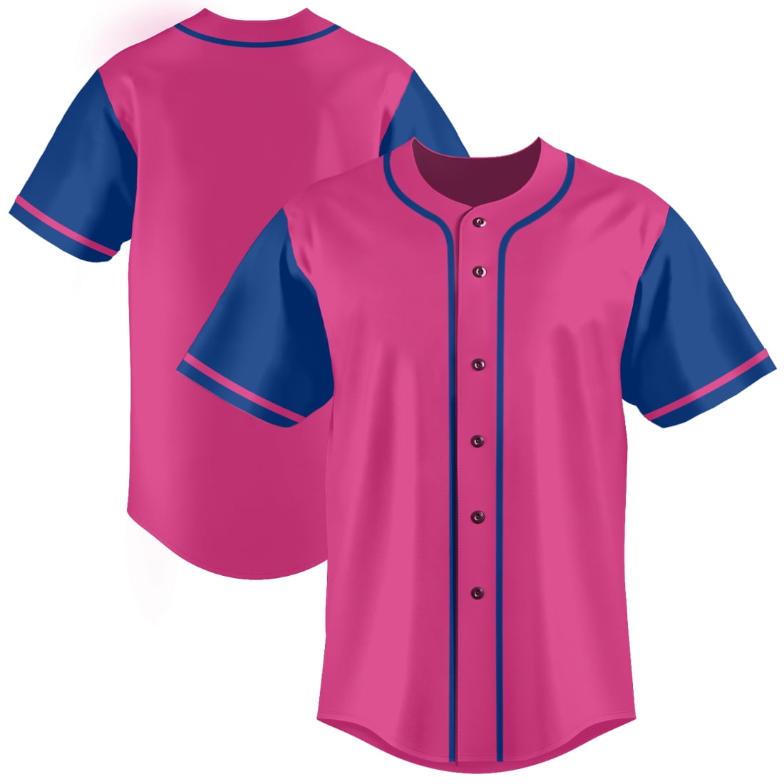 Pink Baseball Jersey for Men Hip Hop Hipster Button Down Shirts Sports ...