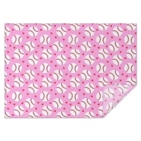 Pink Baseballs Pattern Rectangle Tablecloth 60"x84",Waterproof Polyester Rectangle Table Cloth, Wipeable Spillproof Polyester Tablecloth for Dining, Camping, Indoor and Outdoor