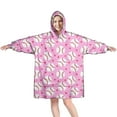 thumbnail image 1 of Pink Baseballs Pattern Wearable Oversized Blanket,Wearable Blanket Hoodie for Adults,Cozy Hooded Blankets with Super Pockets,Super Warm Fuzzy Pullover for Women & Men, 1 of 6