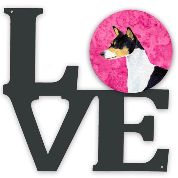 Pink Basenji Metal Wall Artwork LOVE