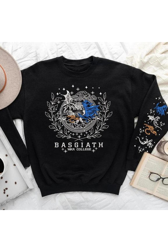 Pink Basgiath Fourth Wing Embroidered Sweatshirt, Dragon Rider Gift, Custom Embroidered Sweatshirt