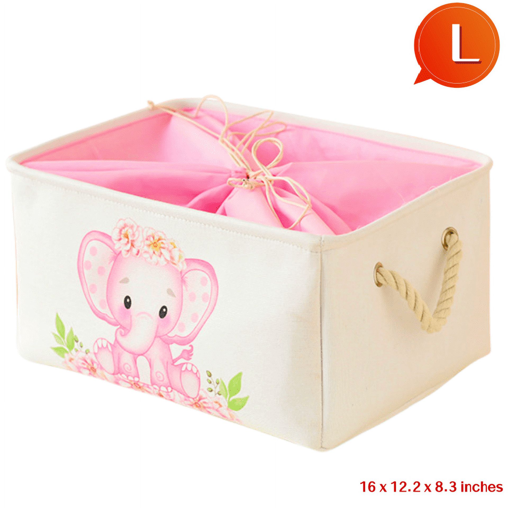 Pink Basket Elephant Storage Box, Baby Gift Box, Toy Clothes Foldable