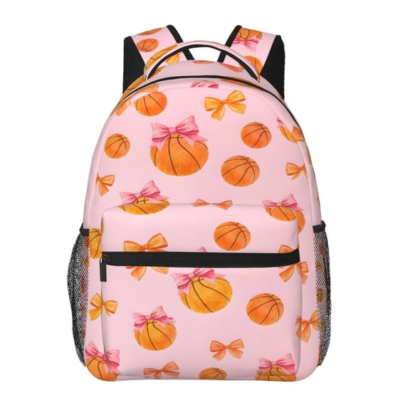 Pink Basketball Coquette Bow Backpack Lightweight Travel Bag for Men and Women