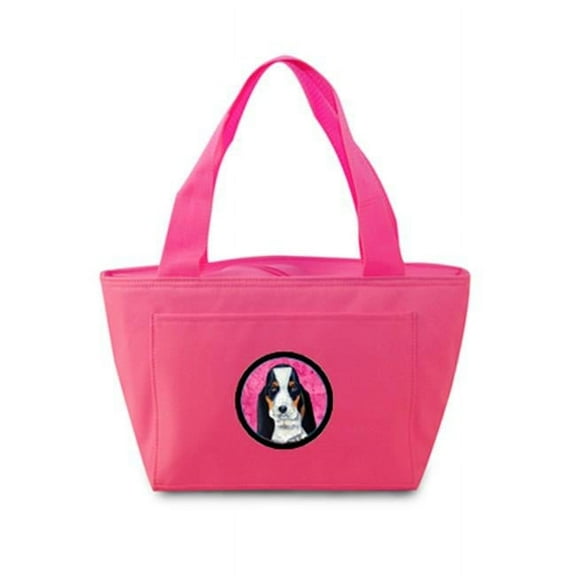 Pink Basset Hound Zippered Insulated School Washable And Stylish Lunch Bag Cooler