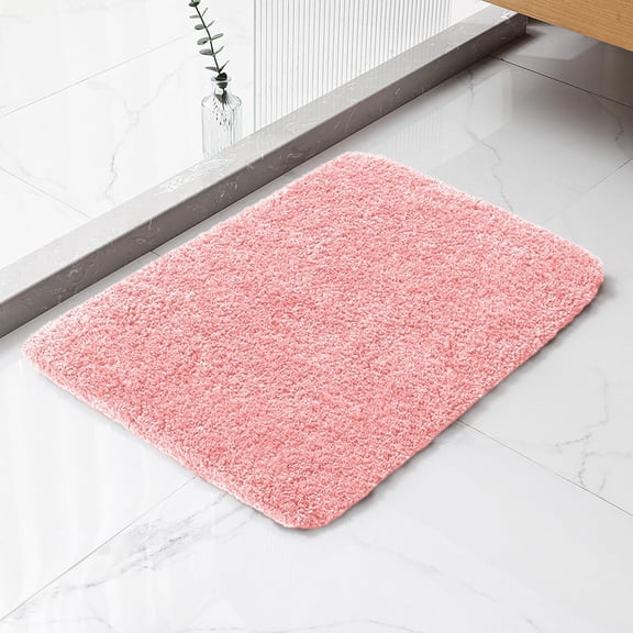 Pink Bath Mat 17"x24" – High-Density Microfiber Bathroom Mat, Small Non Slip Absorbent Washable Bath Mats for Bathroom, Soft Plush Floor Mat for Vanity
