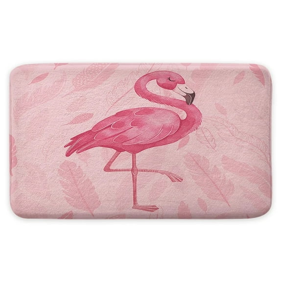 Pink Bath Mat, Cute Flamingo Bath Mats for Bathroom, Modern Art Boho Bath Rugs, Pink Bathroom Accessories 17 X 29 Inches