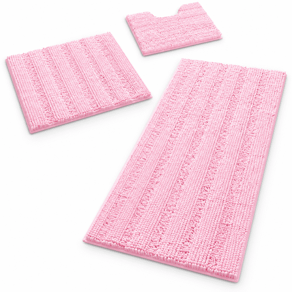 Pink Place Setting Pink Bath Rug Set 2'8