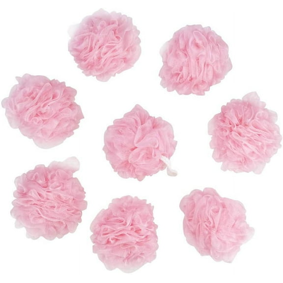 Pink Bath Shower Sponge Loofahs Body Cleaning Puff, 8 Packs