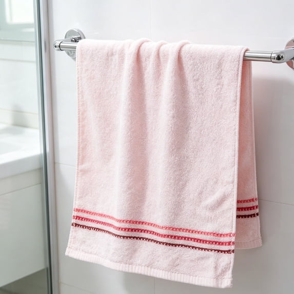 Pink Bath Towels, 100% Cotton, 29.13in x 13.39in, Highly Absorbent, Fade-Resistant & Machine Washable for Shower Bathroom Spa Guest Salon - Akmoler