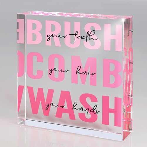 Vaanity Sign Pink Bathroom Decor, Acrylic Kids Bathroom Decoration Sign, Modern ...
