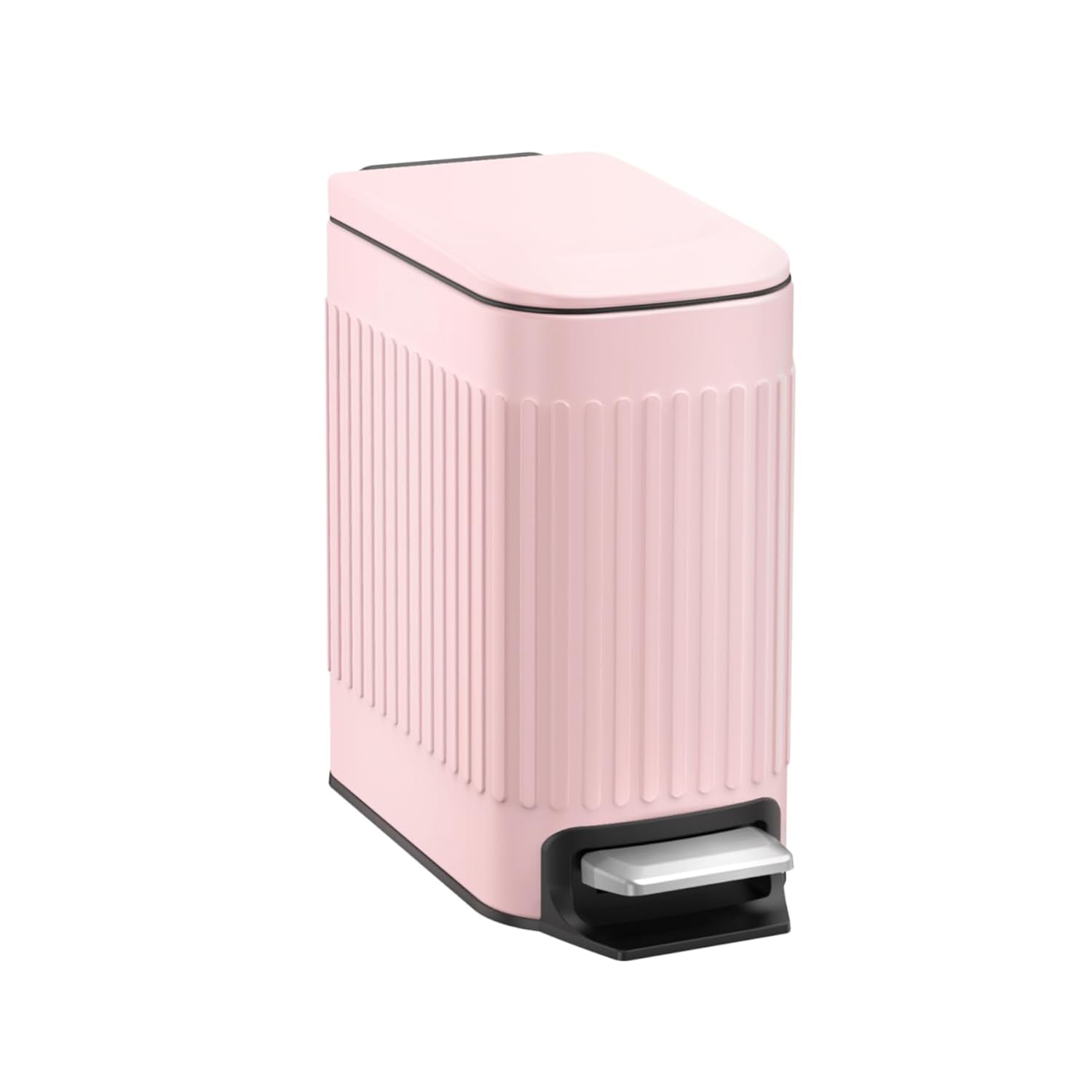 Pink Bathroom Trash Can, 1.6 Gallon Stainless Steel Small Garbage Can ...