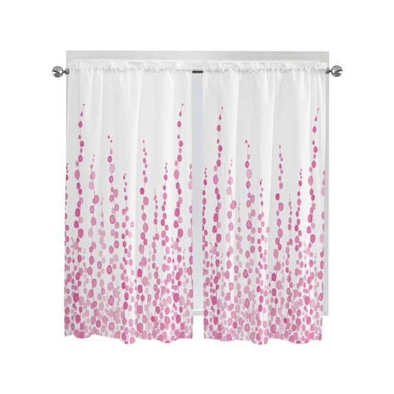 Pink Bathroom Window Curtain, Polka Dots Watercolor Abstract Art Light Filtering Coffee Kitchen Curtains, Bedroom Living Room Curtains 2 Panel 84"x63"