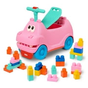 Battat Blue Ride-On Hippo with 26 Building Blocks and Storage, Ride-On Toy for Toddlers 12 Months +