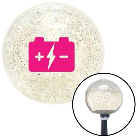 Pink Battery Charge Symbol Clear Metal Flake Shift Knob with M16 x 1.5 Insert Auto