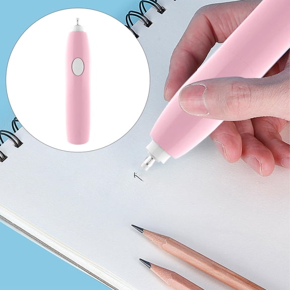 Pink Battery Operated Electric Eraser with 2 Eraser Sizes for Artists Drawing and Drafting