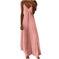 thumbnail image 1 of Pink Beach Lounge Sun Dresses for Women Fall Summer Sleeveless Spaghetti Strap Vneck Maxi Long Boho Hawaiian Tropical Basic Dress Sun Dresses Womens 2025 Clothing S, 1 of 6
