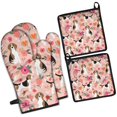 thumbnail image 1 of Pink Beagle and Flower Kitchen Oven Mitt and Pot Holder Sets 4 Pcs for Baking, Cooking and Grilling, Heat Resistant Up To 392 °F, 1 of 7