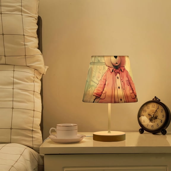 Pink Bear Bubbles Houses LED Desk Lamp Table Lamp USB Bedside Nightstand Small Lamp for Bedroom Living Room Kids Room