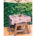 thumbnail image 1 of Pink Bear Christmas Outdoor Tablecloth - 60x84 Inch Rectangle Dining Table Cover, Winter Xmas Snowflake Waterproof Outdoor Table Cloth with Umbrella Hole & Zipper for Picnic/Patio/Party, 1 of 5