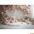 thumbnail image 1 of Pink Bear Digital Background for Baby Birthday Cake Smash Studio Photography Backdrops with Pastel Pink Star Background TD-01, 1 of 5