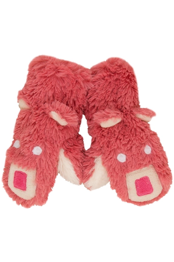 Pink Bear Toddler Fuzzy Fleece Mittens