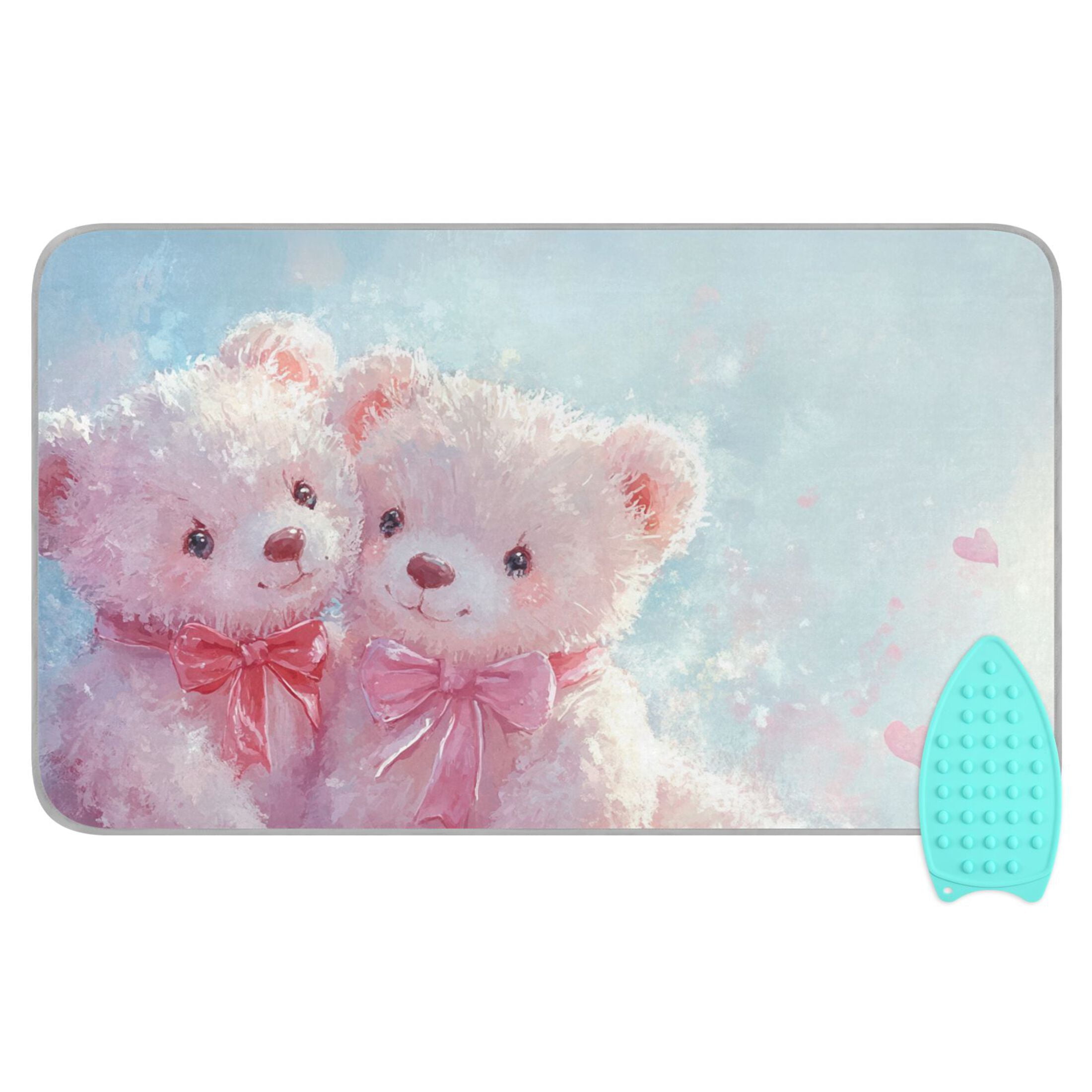Pink Bears Hearts Ironing Board Covers Heat Resistant Ironing Pad Mat Portable for Travel Washer Dryer Table
