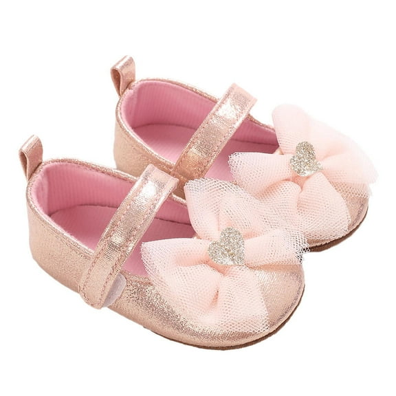 Pink Beautiful Baby Girl Shoes With Bow Touch And Soft Material, Offering Tender Feet And Gentle Protection With Comfortable Wear